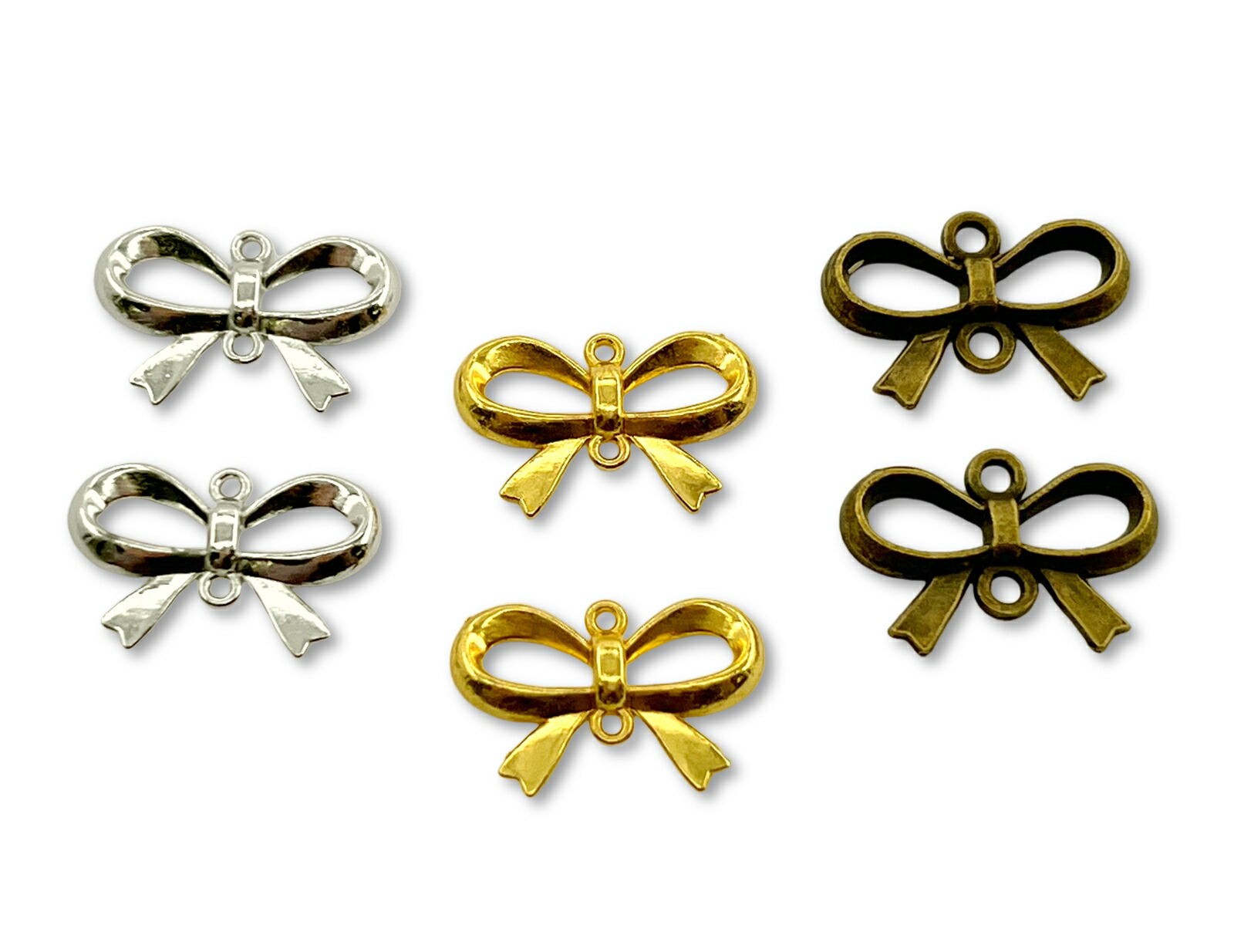 楽天市場】金属チャーム リボン B 20個入 21*15mm 厚2.5mm つなぎ