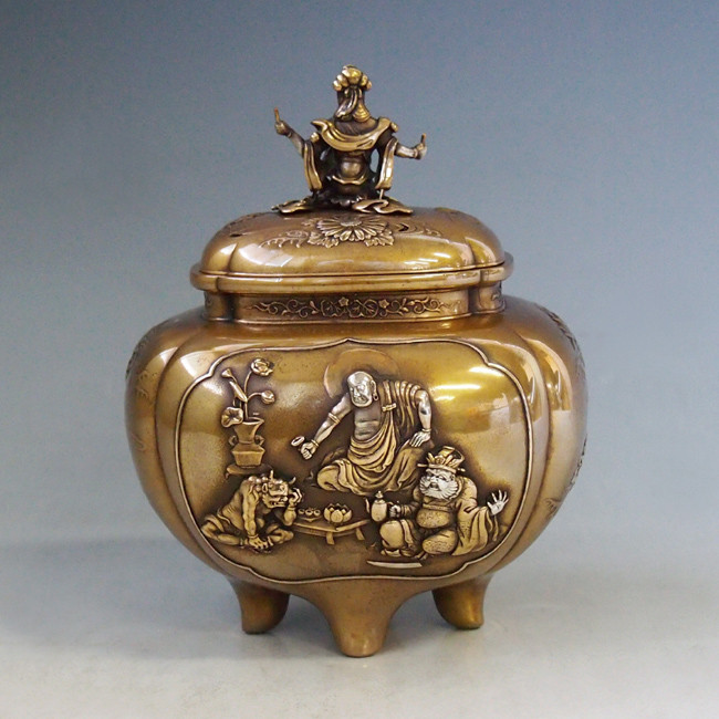 dk60-05,奏楽天人香炉 津雪作 【 高岡銅器 】