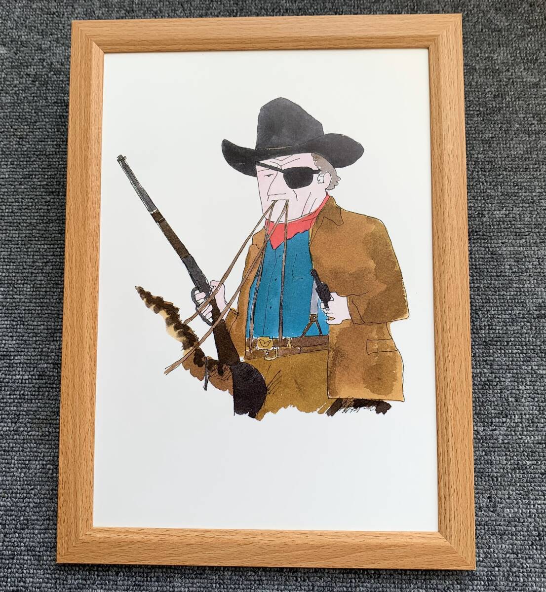 和田誠 『映画 ゴッドファーザー』A4サイズ 額入り 貴重イラスト