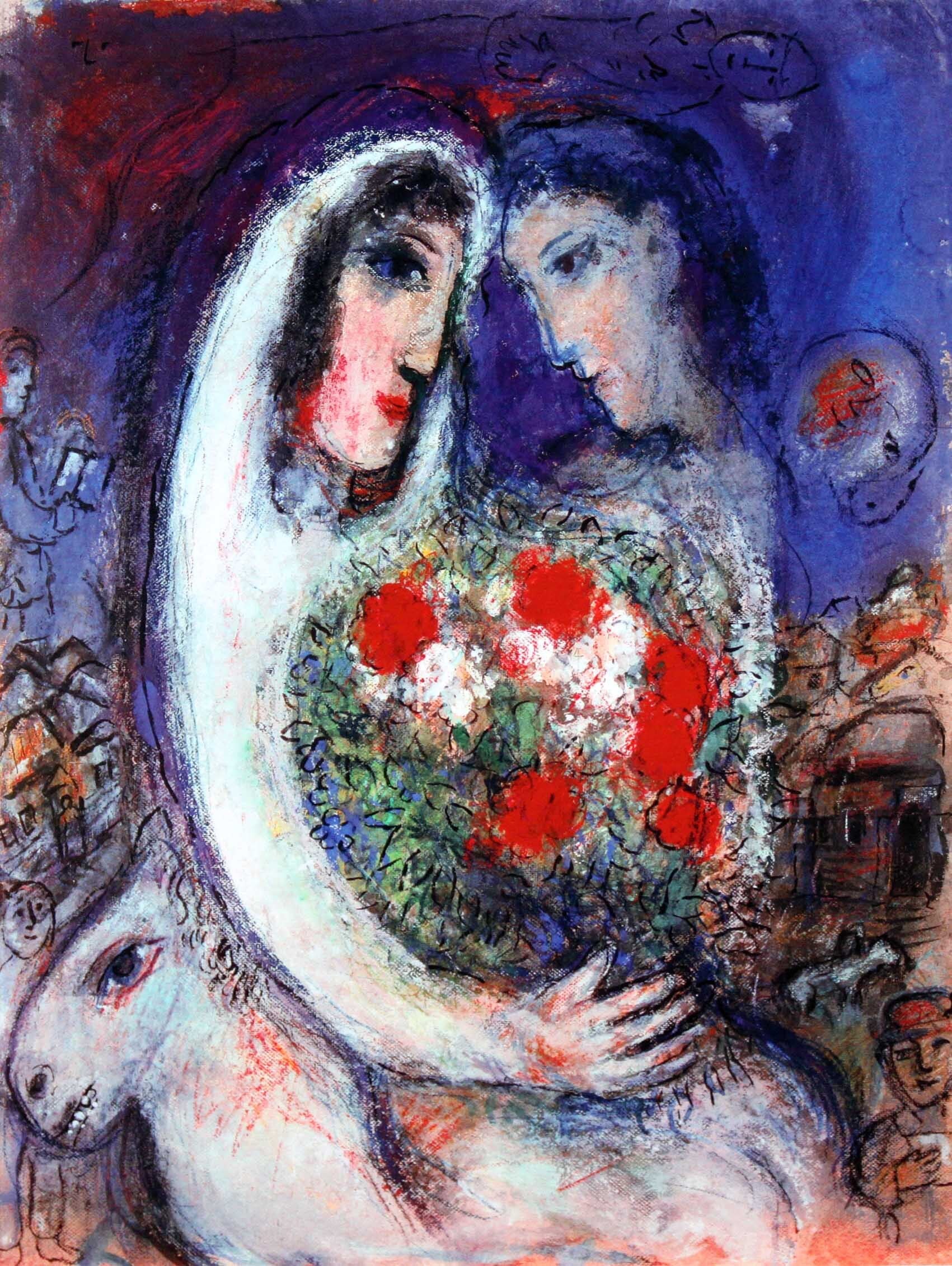 マルク シャガール絵画「結婚」額縁4色選択可能 作品証明書 展示用