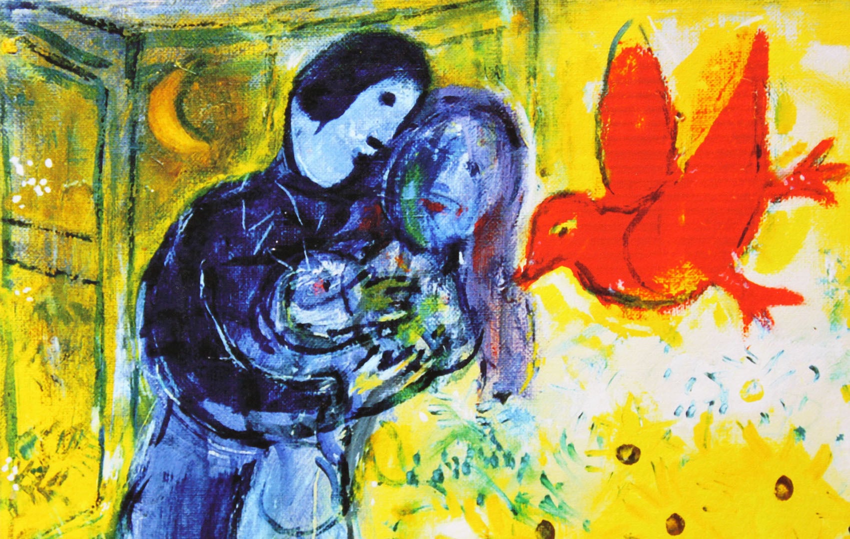 マルク シャガール絵画「恋人たちとマーガレットの花」額縁4色選択可能