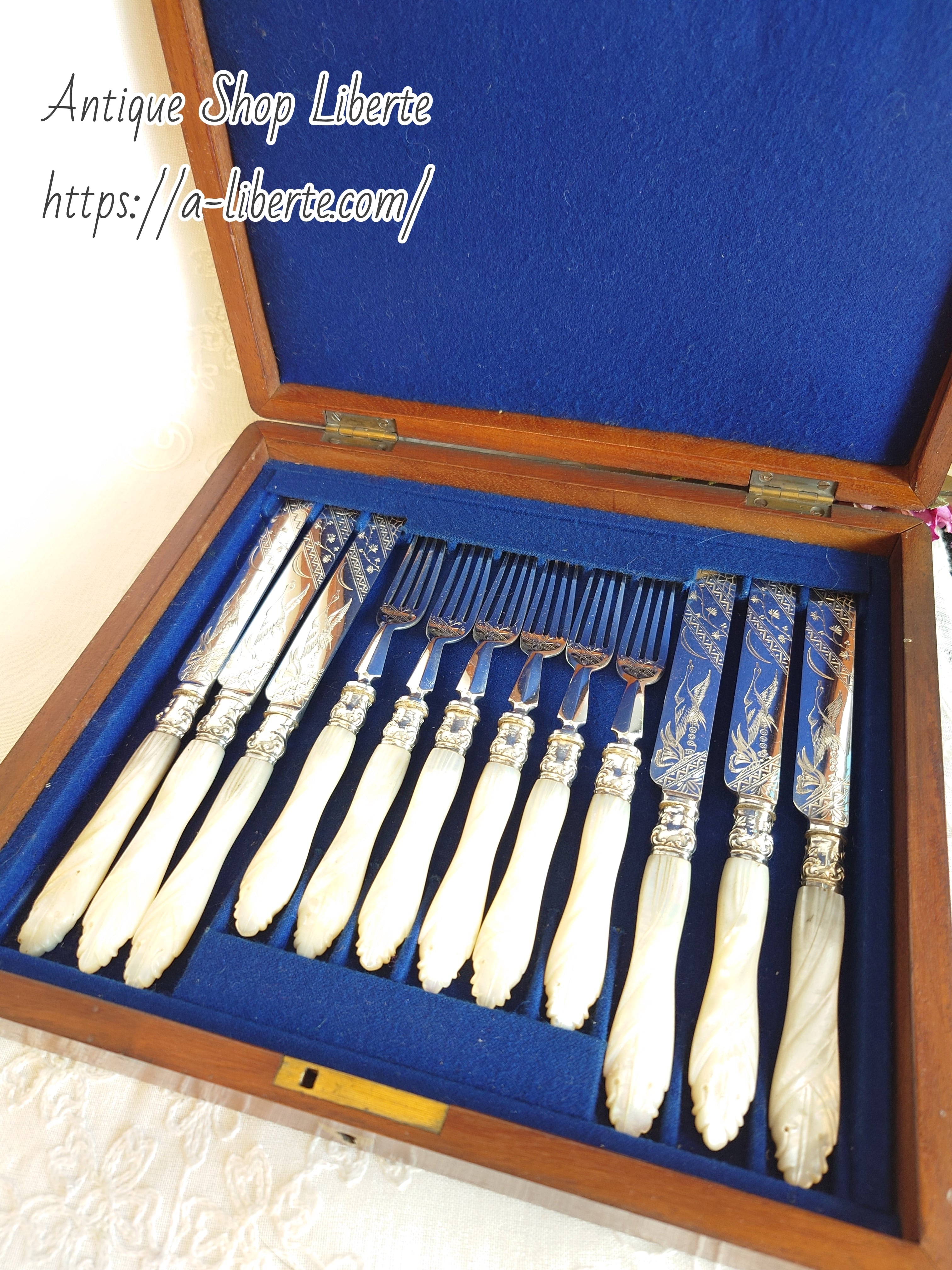 白蝶貝カトラリーセット イギリス製 アンティーク マザーオブパール