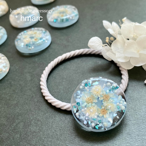 水いろ ／ ボタニカル レジン ヘアゴム（ポニーフック）／大人 ドライ