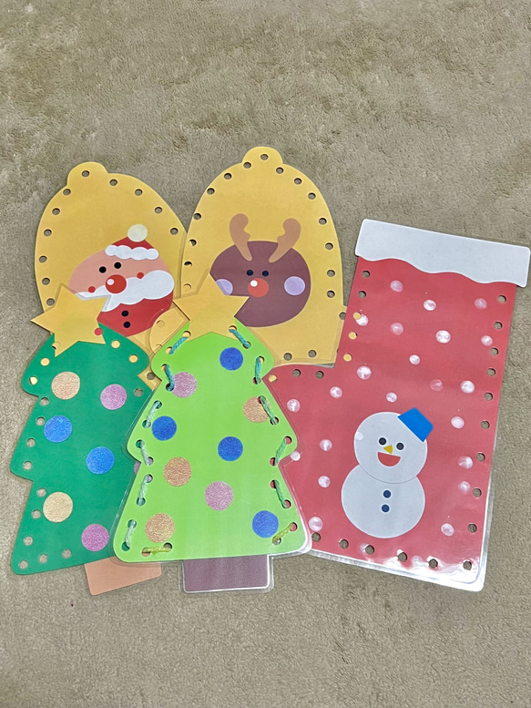 ひも通し クリスマス 壁面 装飾 製作 保育 型紙 保育製作キット販売