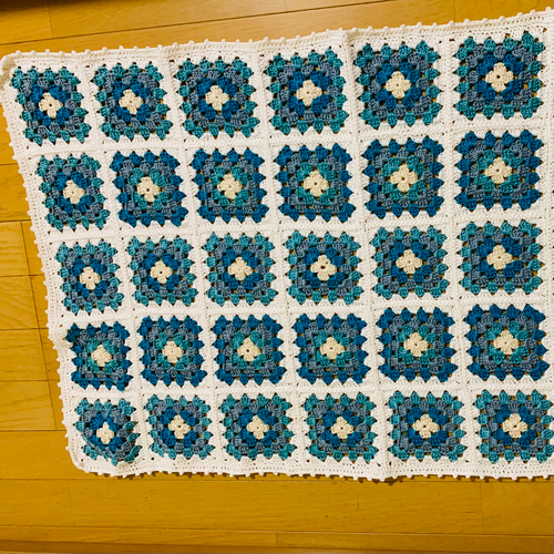 ウォッシュコットン 膝掛け 手編み 夏用膝掛け ブランケット グラニー