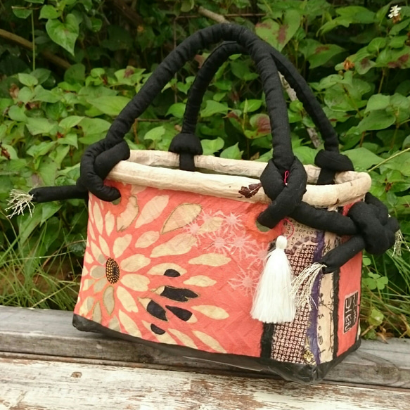 一閑張り】菊模様と牡丹柄のかごバッグ かごバッグ Plod-Plod！ 通販