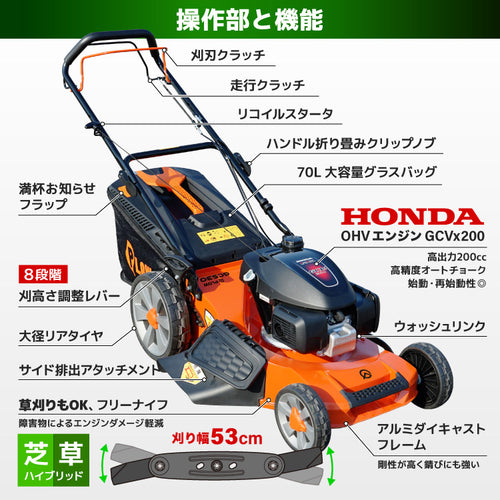 プラウ 自走式エンジン芝刈機 GC530【PH-GC530】 芝草刈り機 — PLOW