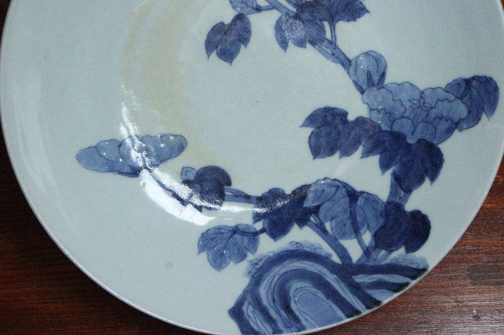 江戸幕末鍋島染付牡丹図7寸台皿③ | 吉祥寺PukuPuku