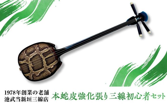 池武当新垣三線店 本蛇皮強化張り三線初心者セット 三線 さんしん