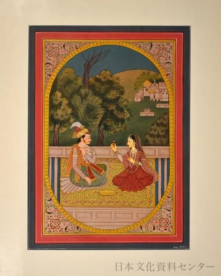 インド細密画の最高峰 シャンカラの肉筆画（額入り） 日本文化資料