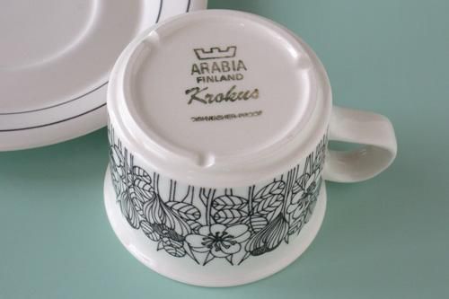 ARABIA Krokus アラビア クロッカス BW コーヒーカップ＆ソーサー