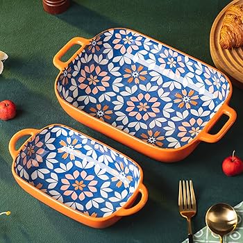 Amazon.com: ONCCI Ceramic Baking Dish Set, 2-Piece Hand-painted