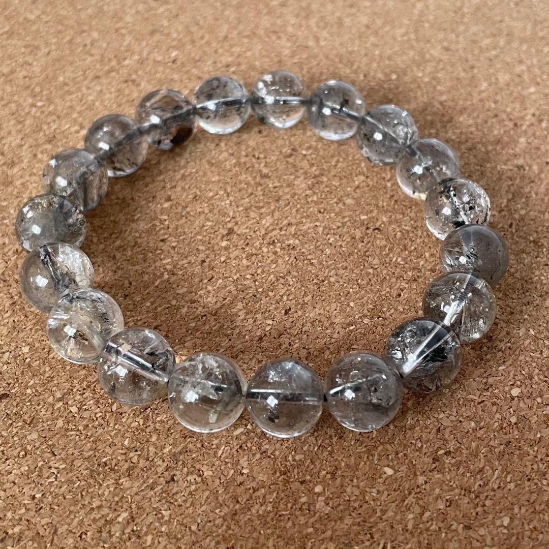 【ヒマラヤ産】エレスチャルクォーツ 虹入あり 10㎜ 16.5㎝ 天然石　ブレス ヒマラヤ産/虹入り】エレスチャルクォーツ 天然石ブレスレット 9.5