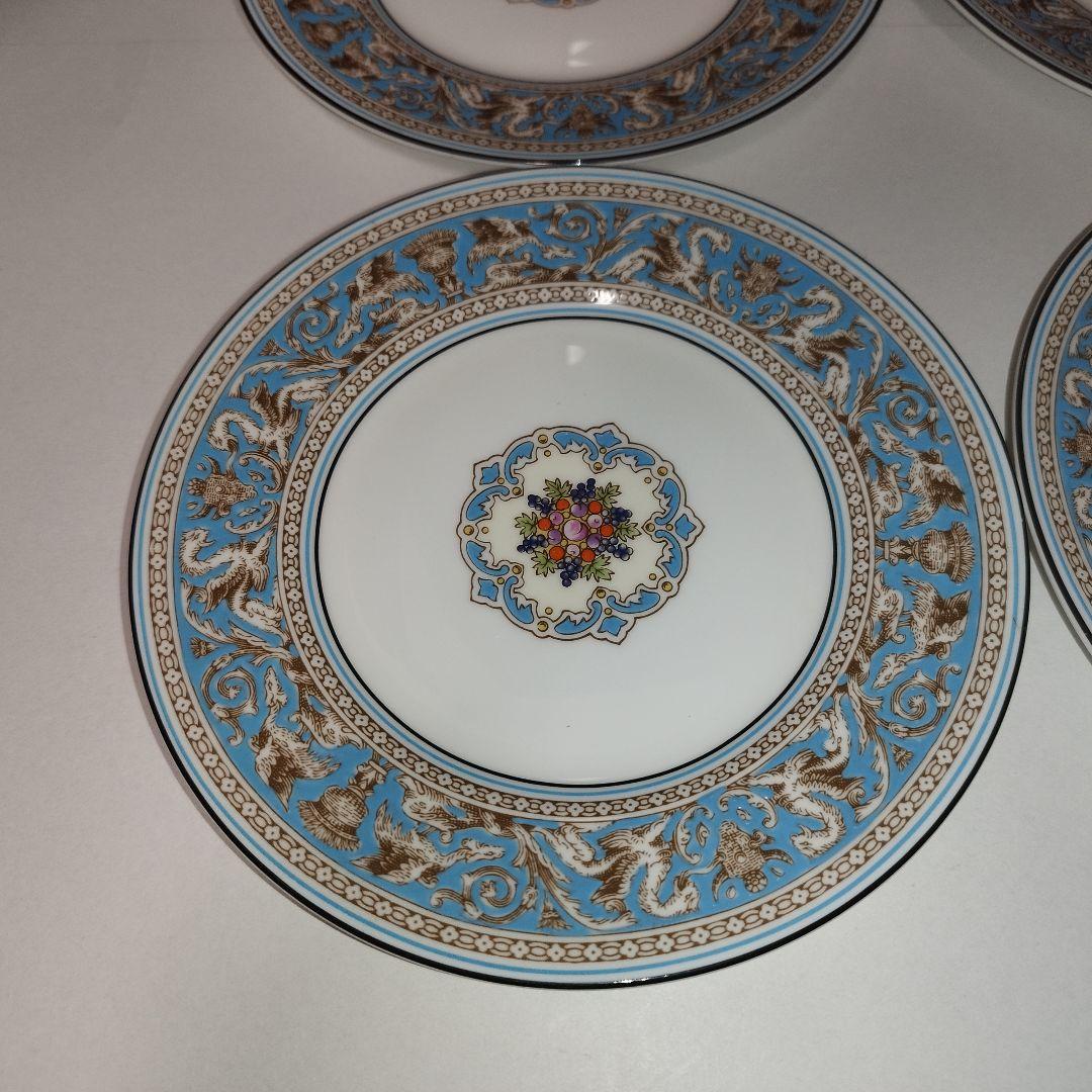 ウェッジウッド【フロレンティーンターコイズ】17.5cm プレート ６枚 黒壺