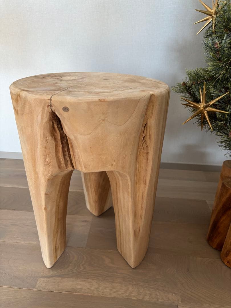美品　ANTRY　Rustic Wood ログスツール　木製　無垢材　天然木 Rustic Wood ログスツール — ANTRY USE ONLY GENUINE