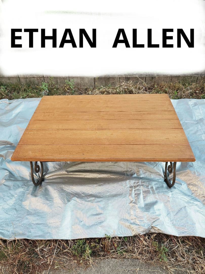 【北欧風】ETHAN ALLEN　made in　america　ローテーブル Ethan Allen Rotating End Table-two Tier Heirloom Maple Vintage