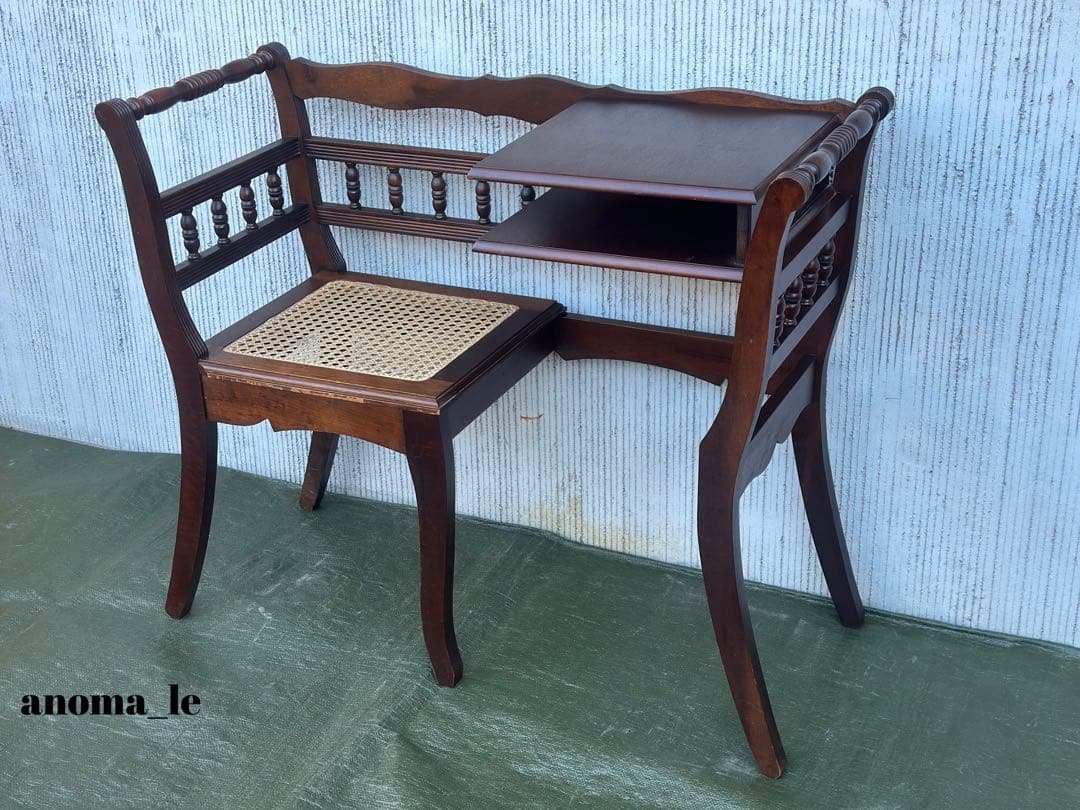 3007【テレフォンベンチ】木製　ベンチ　収納棚　花台　飾り台　アンティーク オールドスタイル テレフォンベンチ｜アンティーク家具・照明の専門店