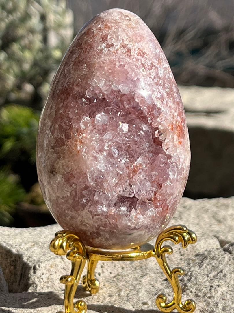 【恋愛運アップ】卵型！MN22 ピンクアメジスト⭐️ザクザクジオード⭐️台座付き 恋愛運アップ】卵型！MN22 ピンクアメジスト⭐️ザクザクジオード