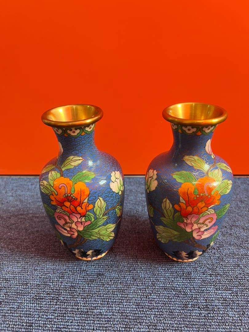 1053  中国　景泰藍　七宝　琺瑯　花瓶　2客　時代物 楽天市場】景泰藍工芸大花瓶（1本） インテリア 七宝焼き : 中国貿易