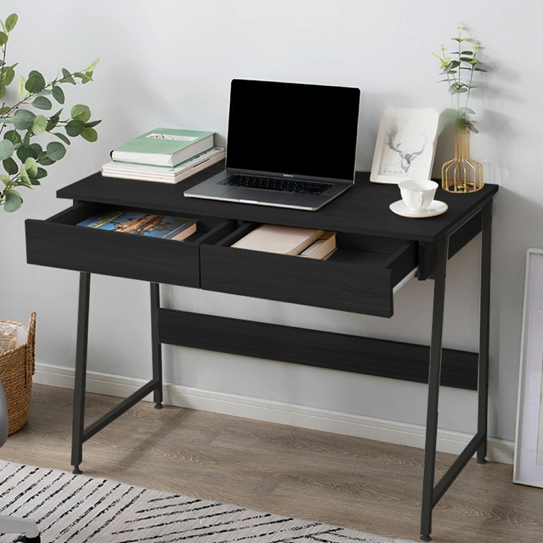超人気！パソコンデスク　引き出し付き　幅100*奥48【 ブラック 】 パソコンデスク 幅100cm デスクワゴン付き ワークデスク シンプル