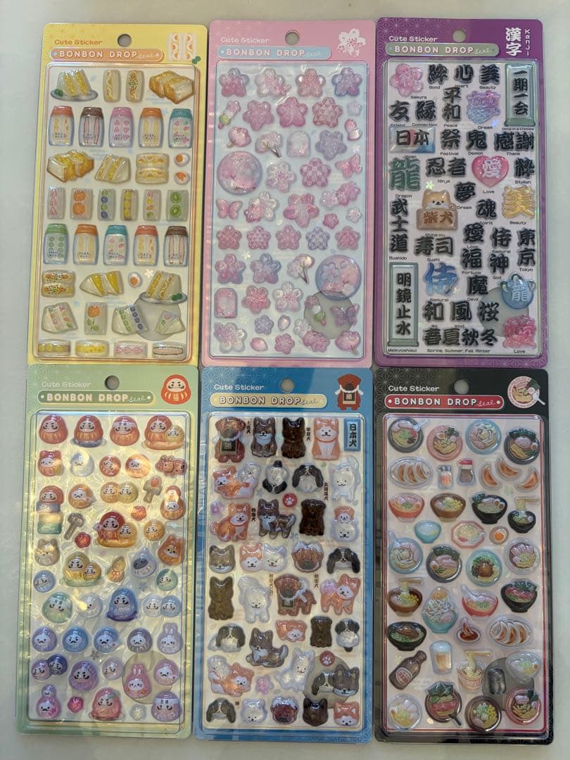 【新作】BONBON DROP サンドイッチ 桜 漢字 ダルマ 犬 ラーメン Q-LiA（クーリア） 正規品 ボンボンドロップシール 和柄 全8種セット