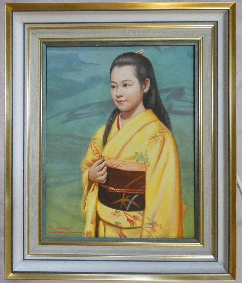 【値下げ】人物画　油絵　清水悦男　少女　F6号　額付き　手描き　肉筆 清水悦男（Etsuo Shimizu）作品一覧 :: 絵画買取・販売 - シバヤマ