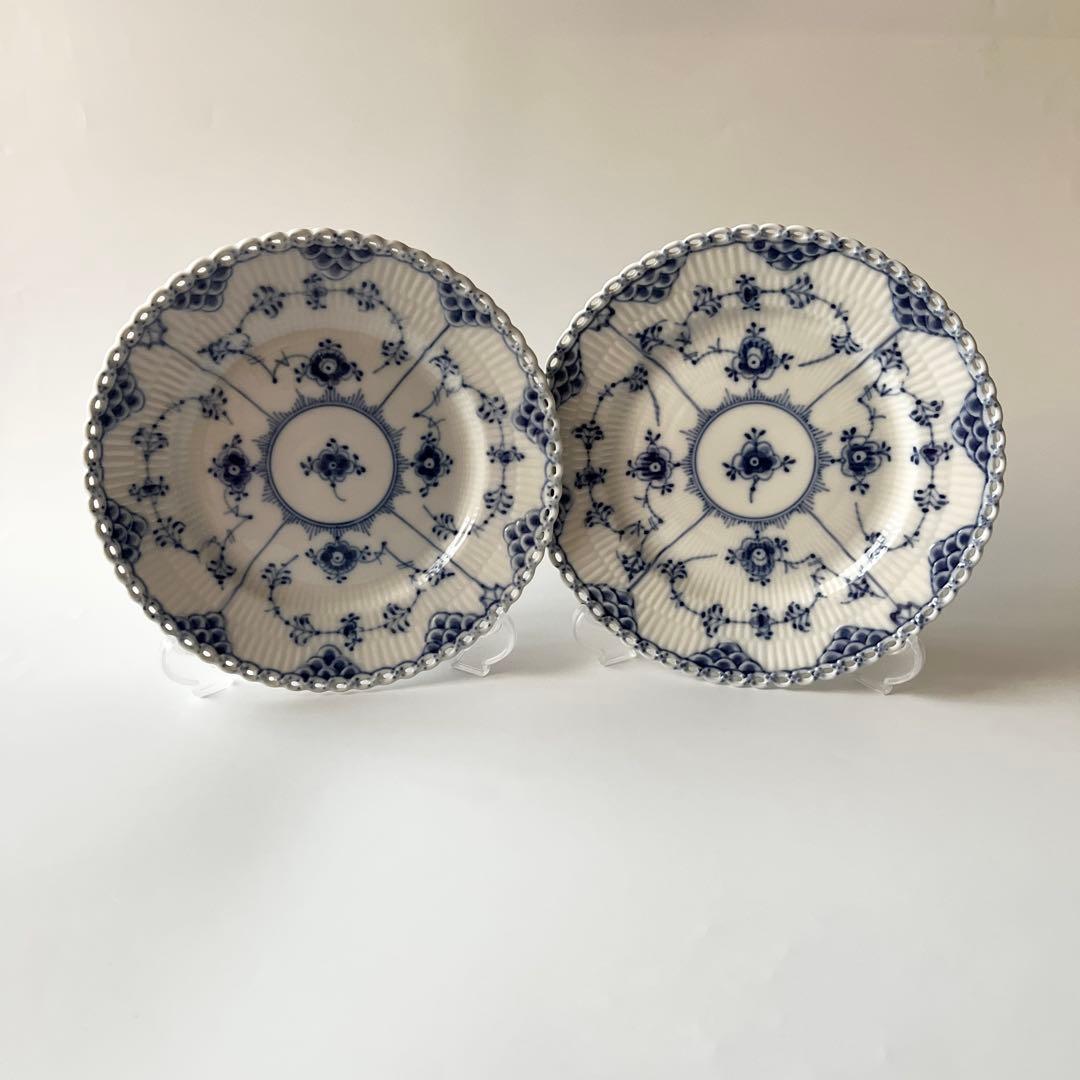 ロイヤルコペンハーゲン ブルーフルーテッド フルレース プレート2枚③ ブルーフルーテッド 並行輸入品 ロイヤルコペンハーゲン フルレース