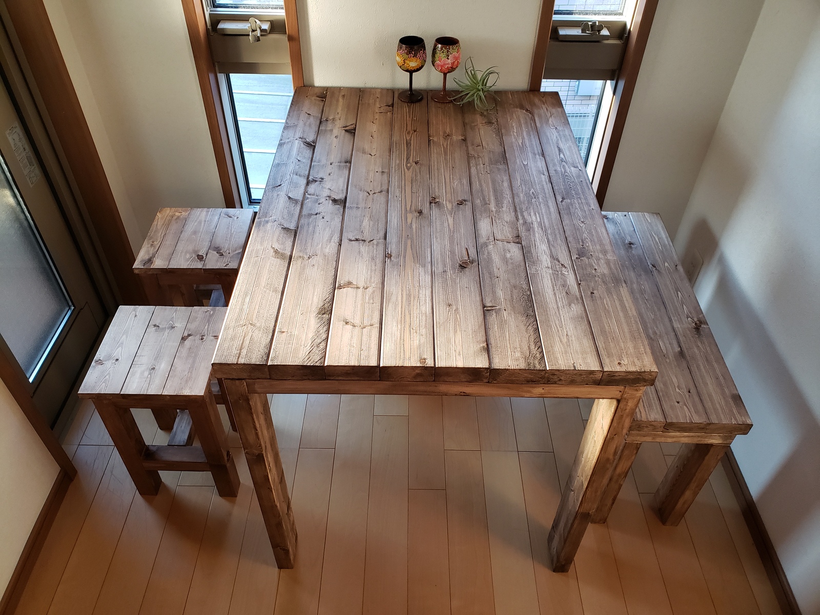 ウッドベンチ アンティーク ワックス仕上げ ウォールナット